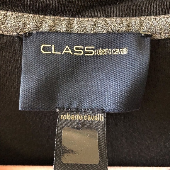 Class Roberto Cavalli black embroidery short sleeve graphic tee in size M - Picture 4 of 5